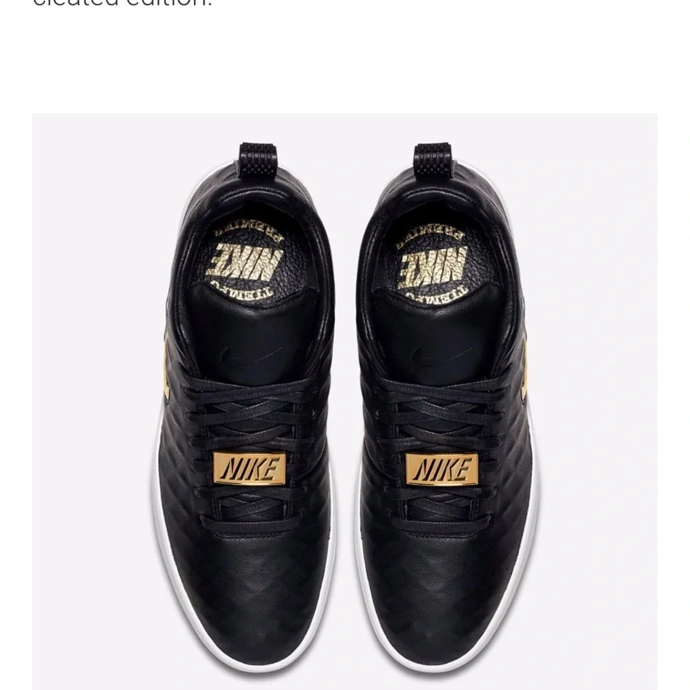 NIKE TIEMPO PREMIER 17 Black White Gold SWOOSH & EMBLEM Sneakers Men’s Size 9.5 - Picture 8 of 12